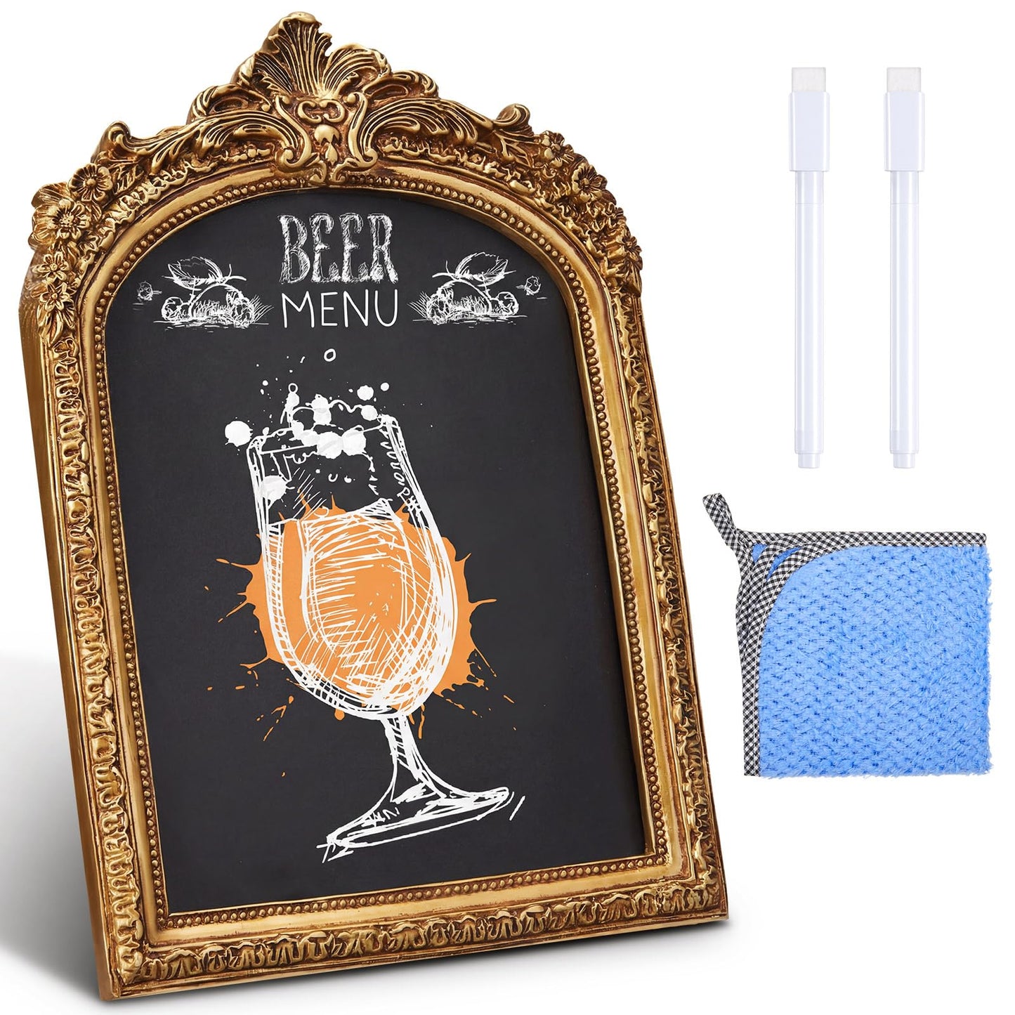 Jaloro 1 Pack Framed Tabletop Chalkboard Sign, Rustic Frame, Hanging Chalkboard, Menu Board for Cafes Restaurant Wedding Countertop with 2 Erasable Pen and 1 Cloth (7 x 10 in,Arch)