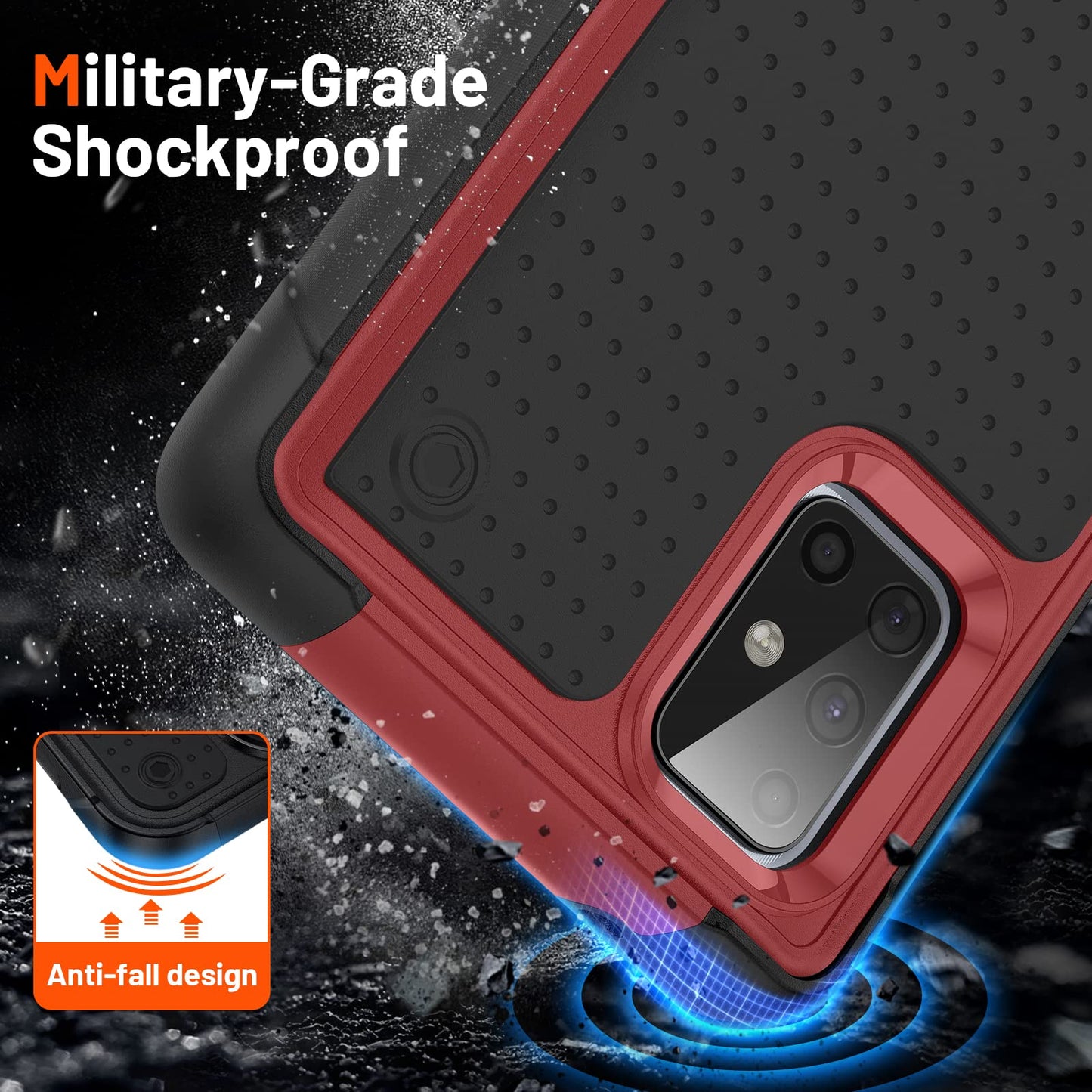 TORRTOWAY Designed for Samsung Galaxy A71 5G Case 2 in 1 Gift Militay Grade Drop Protective Rugged Heavy Duty Cover Shockproof Case for Galaxy A71 5G Phone Case for Women Men boy Girl (Red+Black)