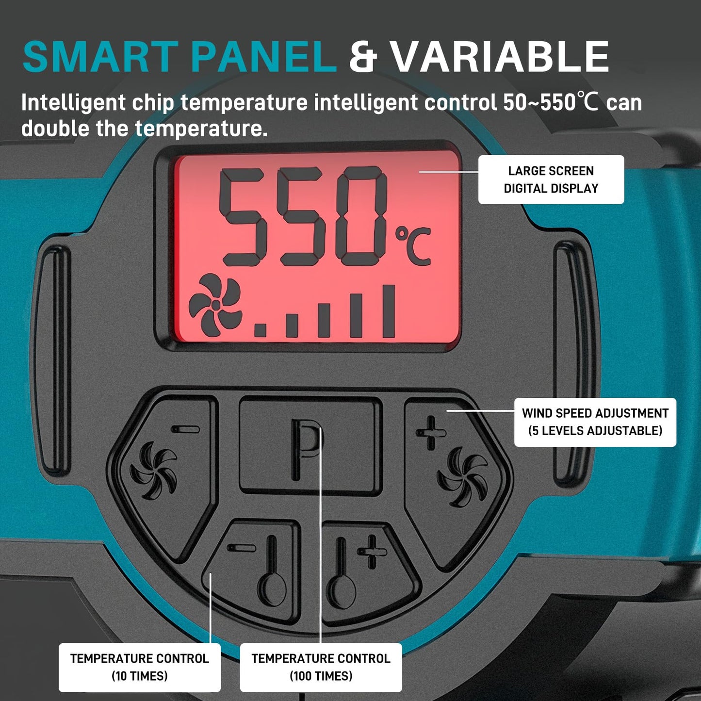 Cordless Heat Gun - Digital Precision Temp Control, Twin 3000mAh Batteries,550°F for Shrinking, Thawing, Glue & Paint Removal - Professional Battery-Powered Hot Air Gun Kit