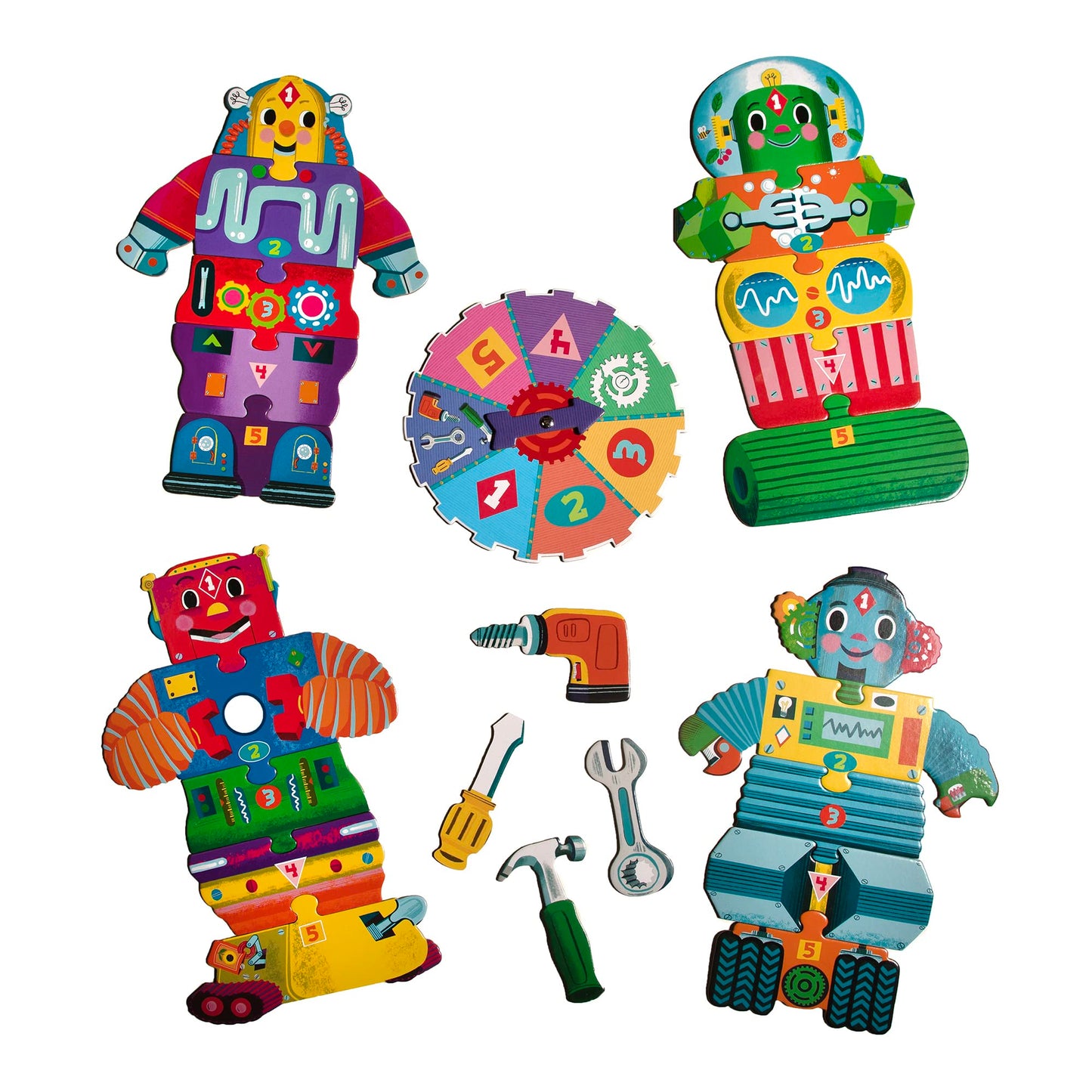 eeBoo Build a Robot Spinner Game - Award Winning Number Matching Robot Building Game, Screen-Free Fun for 2-4 Players, Kids Ages 3 and up