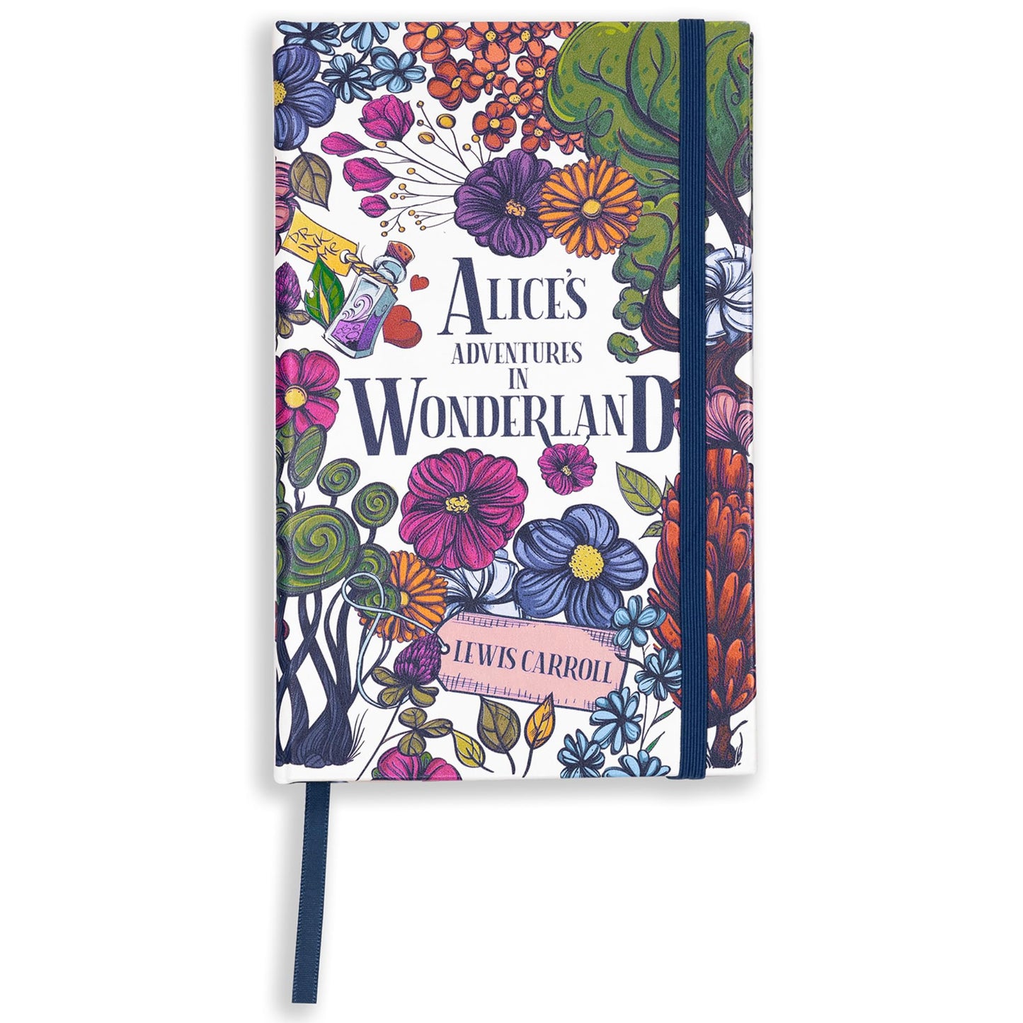 Steel Mill & Co Classic Literature Journal, 8.25" x 5.25", Vegan Leather Notebook with Lined Pages and Elastic Band (Alice's Adventures in Wonderland)
