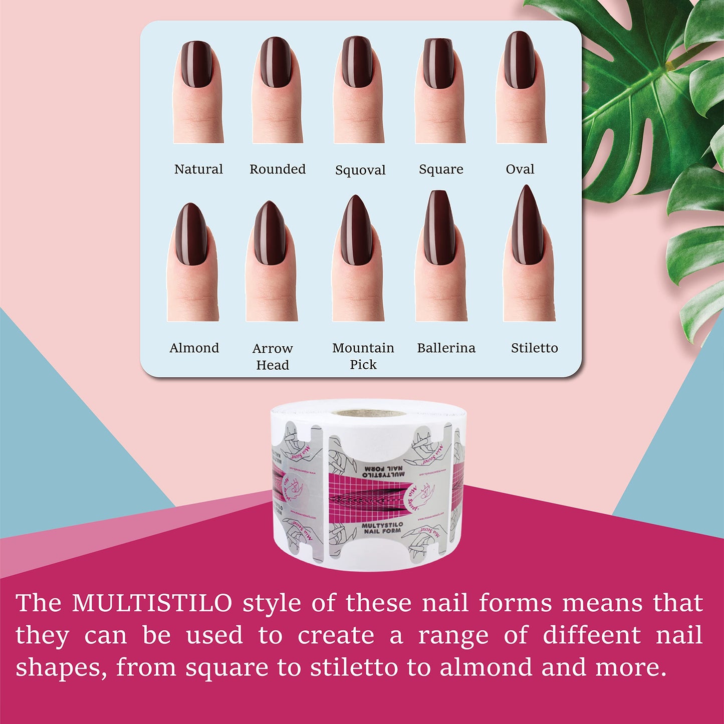Mia Secret Multistilo 500 PCS - Nail Extension Tips, Forms for Acrylic & Gel Nails - Guide Stickers