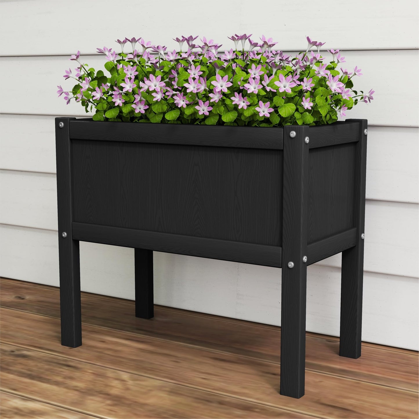 KETOYARK Raised Garden Bed with Drainage Hole Waterproof Small HDPE Elevated Planter Box with Legs Stable and Durable to Plant Herb Vegetable Flower,Patio,Balcony Outdoors/Indoors Black