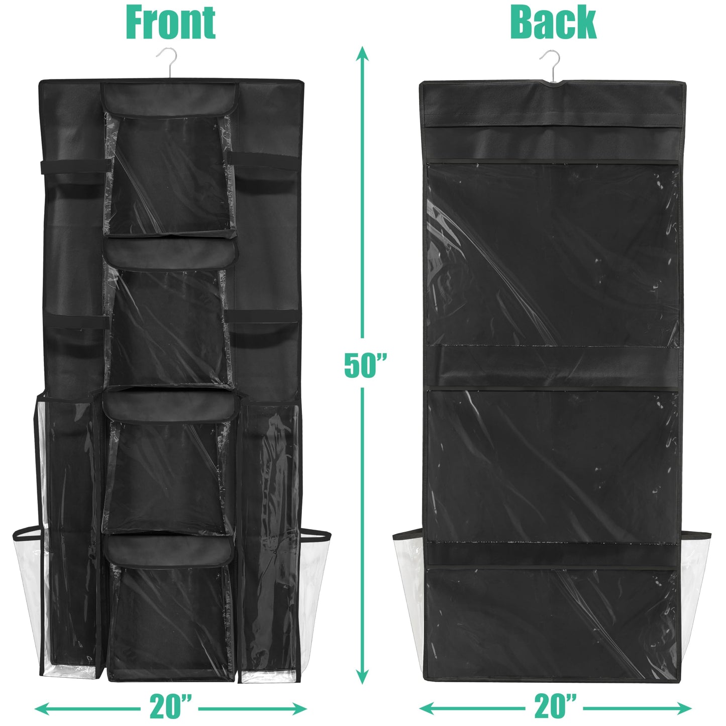 Simple Houseware Double-Sided Hanging Gift Wrap Organizer Storage Pockets, Black (Set of 1)