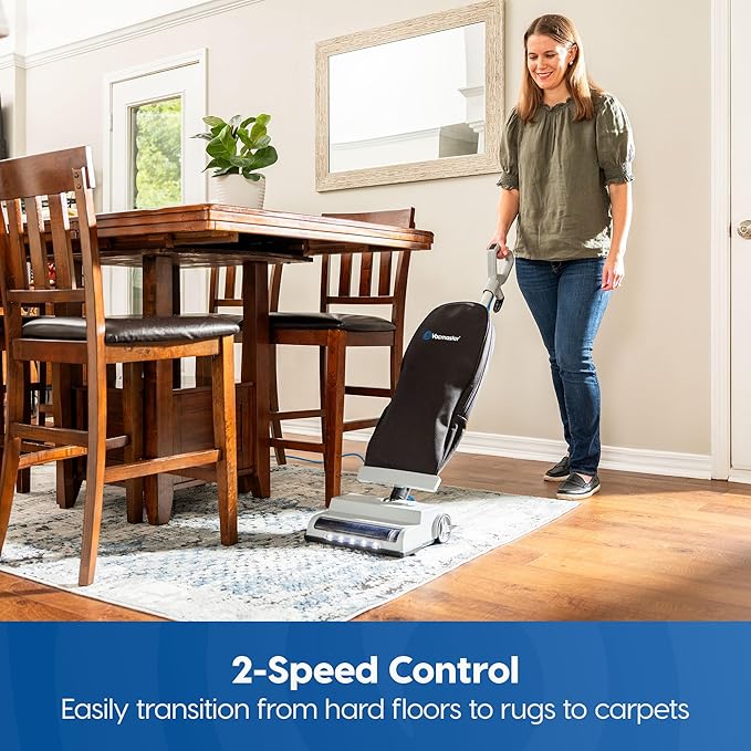 Vacmaster UB0402 Commercial Vacuum Cleaner Ultra-Lightweight 14L Capacity Bagged Upright Vac with LED Headlight and 2-Speed Setting Powerful Suction for Pets, Carpets & Hard Floor
