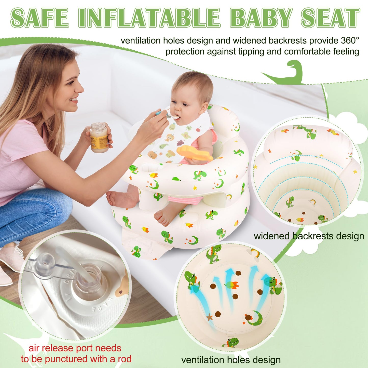 Windspeed Inflatable Baby Seat for 4 to 36 Months with Built-in Air Pump Infants Sit Me Up Floor Seat for Baby Inflatable Sitting Up Chair with Back Support for Learning Sit/Feeding
