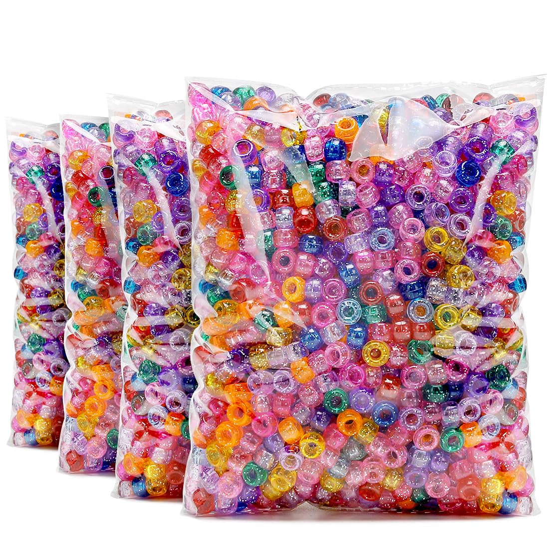 Praisebank Pony Beads, 4000pcs Glitter Color, Beads for Jewelry Making, Beads for Crafts, Beads for Hair Braids.