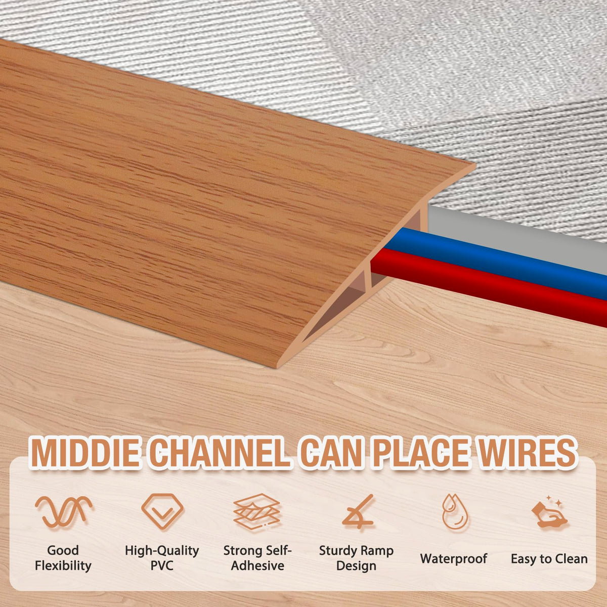 Floor Transition Strip Self Adhesive Vinyl Door Threshold Strip (3.3 Foot)