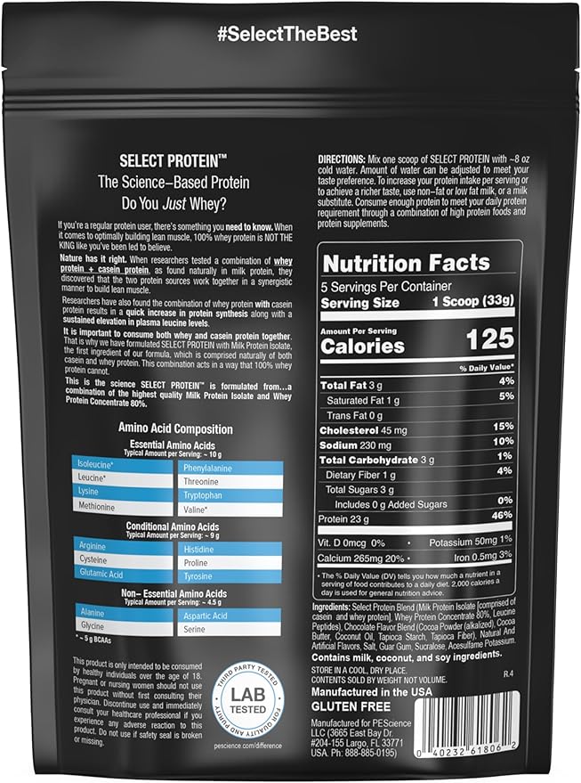 PEScience Select Low Carb Protein Powder, Chocolate Truffle, 5 Serving, Whey and Casein Blend, Keto Friendly, Gluten Free, Best Tasting, Clean Isolate for Women and Men