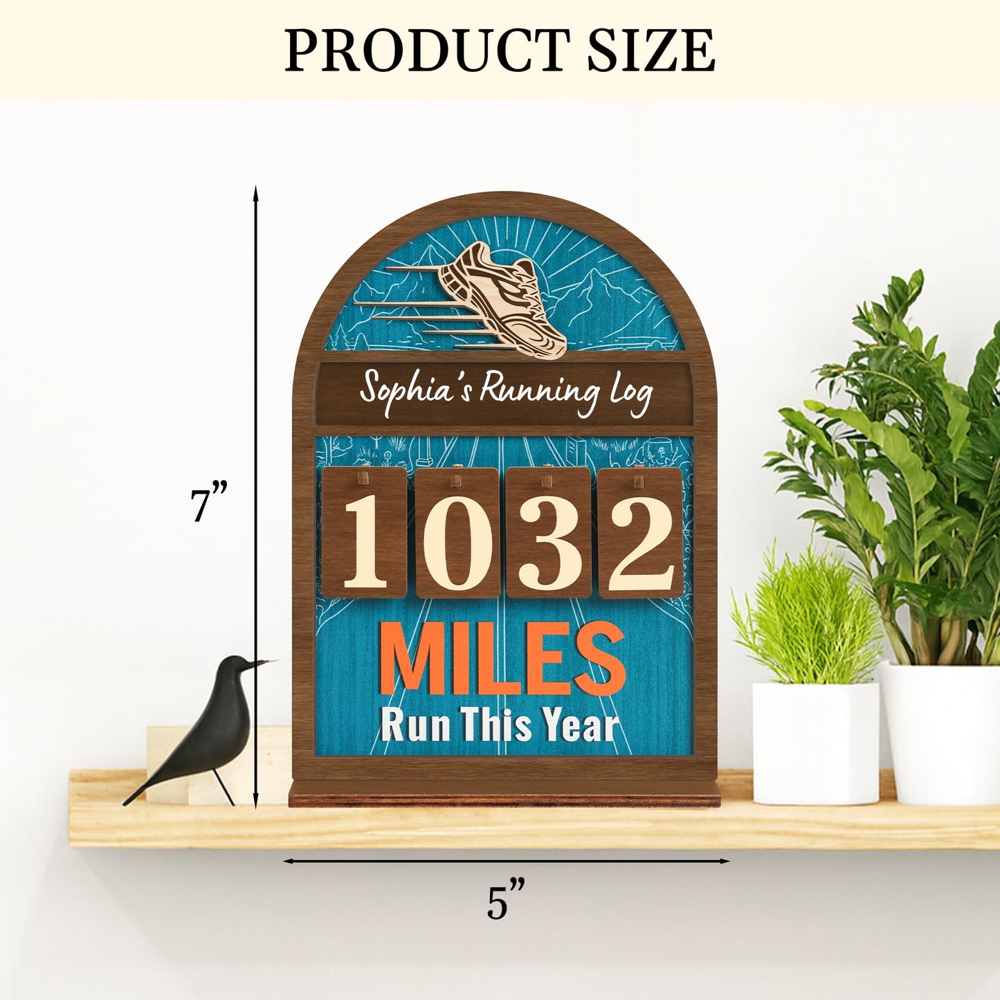 Personalized Miles Run This Year Tracker, Custom Wooden Running Log Counter, Unique Gifts for Runners Men Women, Cool Marathon Runner Gifts, Motivational Decor for Gym Home Workout Decor