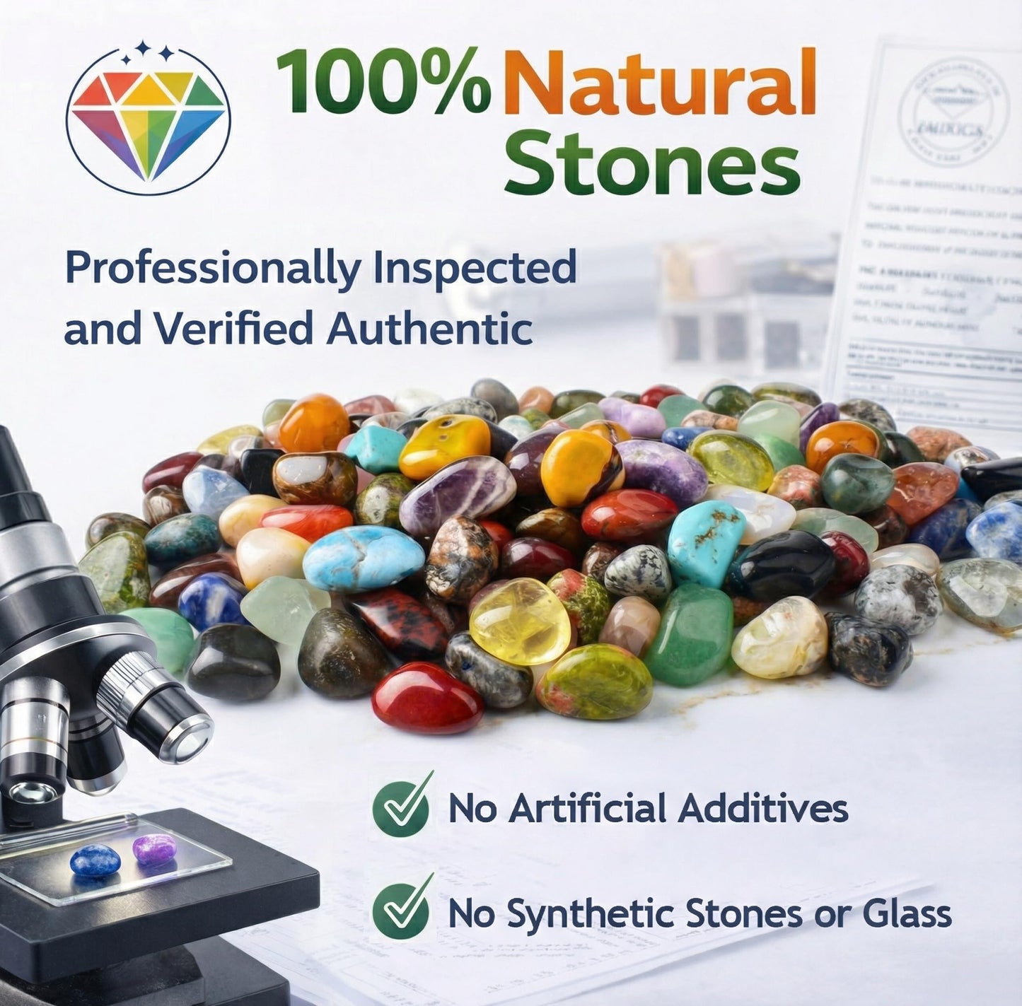Polished Mixed Crystal Chips Set, 0.4 inches, 128 Pcs - Handpicked Tumbled Stones and Crystals Bulk for Healing, Reiki, Meditation, Witchcraft and Home Decor