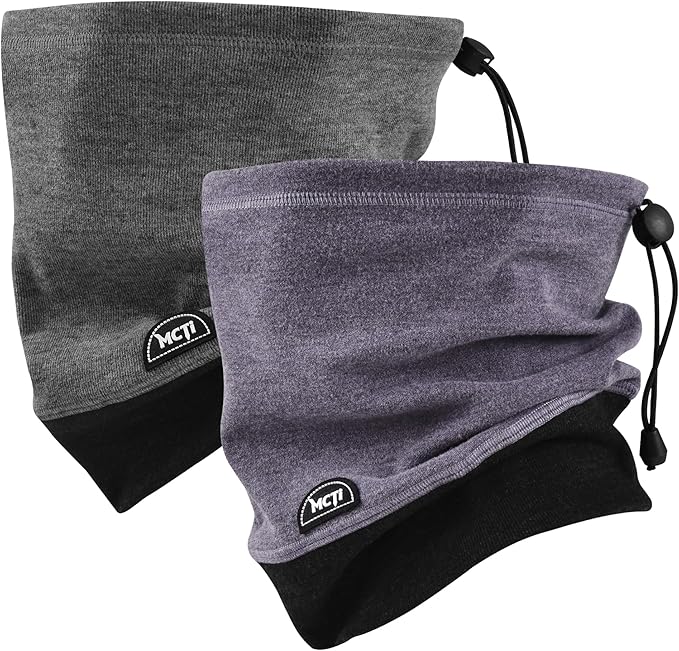 MCTi Neck Gaiter Warmer Winter Fleece Scarves Beanie Hat for Skiing Cycling Elastic Closure