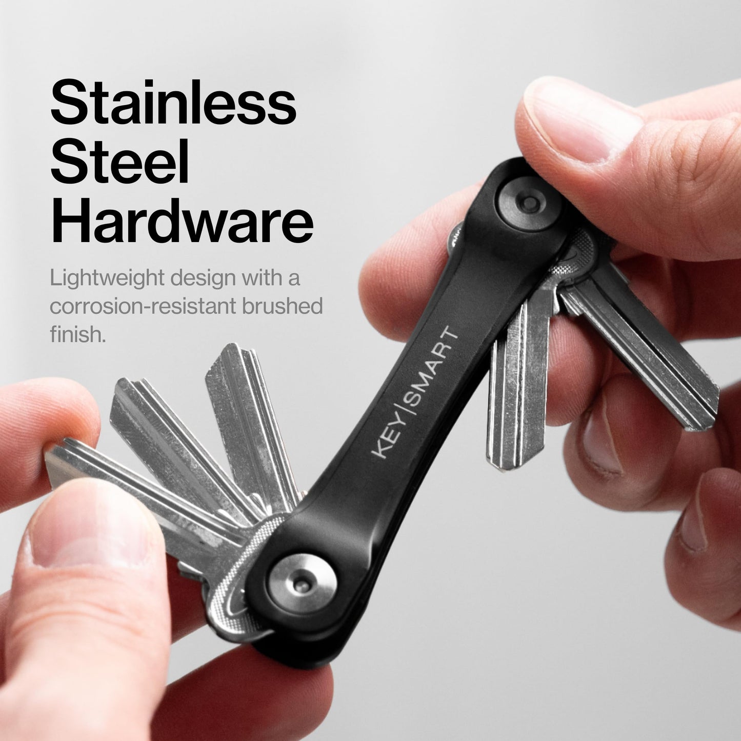 KeySmart Original Key Holder - Compact Key Organizer for Key Chain, Minimalist Clutter-Free EDC Keychains Key Ring, Black, 14 Keys