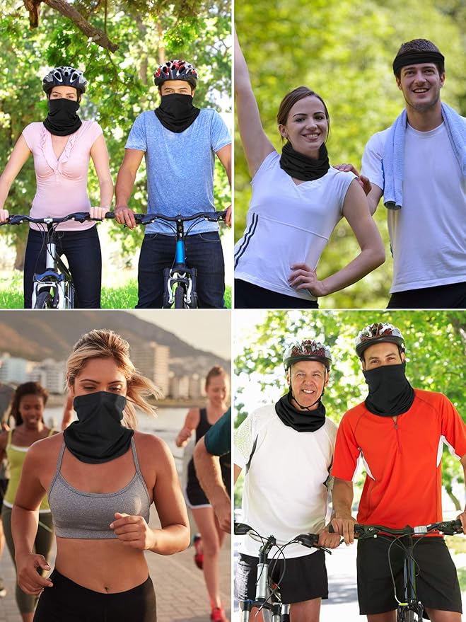 Geyoga 16 Pieces Winter Face Mask for Men UV Protection Mask Sunscreen Breathable Windproof Neck Gaiters Scarf Fishing Cycling Running (Black)