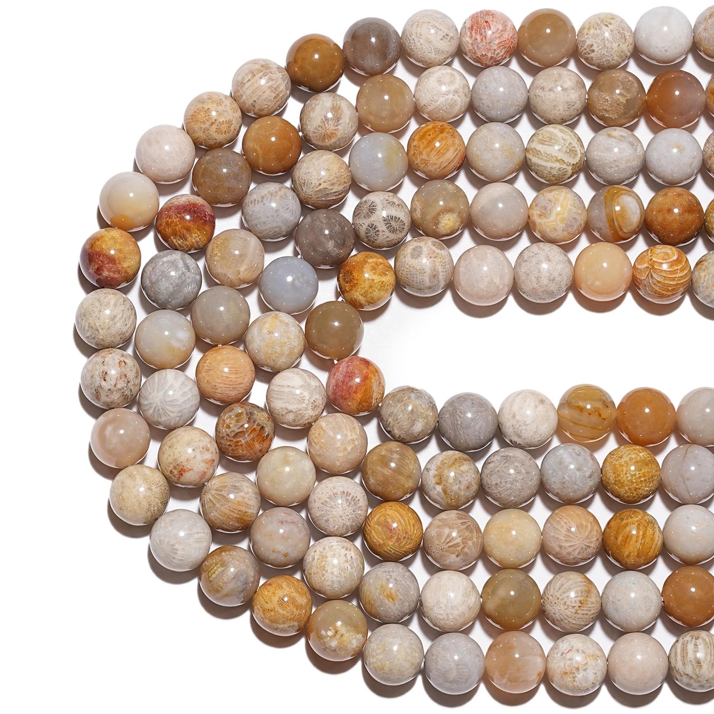 10mm Natural Coral Jade Chrysanthemum Gemstone Beads Polished Round Smooth Stone Beads for Bracelets Jewelry Making 15inch Loose Beads