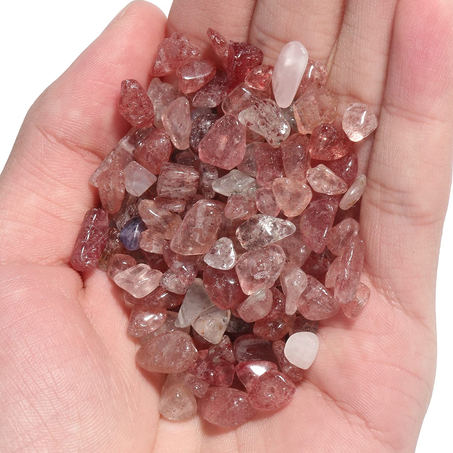 NITOPUPU 30in Strawberry Quartz Natural Chip Stone Beads 5-8mm About 230pcs, Irregular Drilled Pink Bead for Bracelets Jewelry Making Supplies for Adults, DIY Crafts.