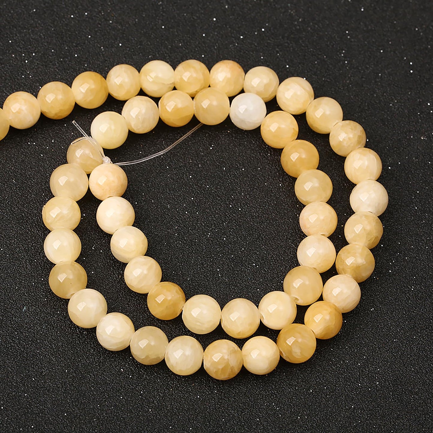 8MM 45PCS Natural Stone Yellow Calcite Beads for Jewelry Making DIY Bracelet
