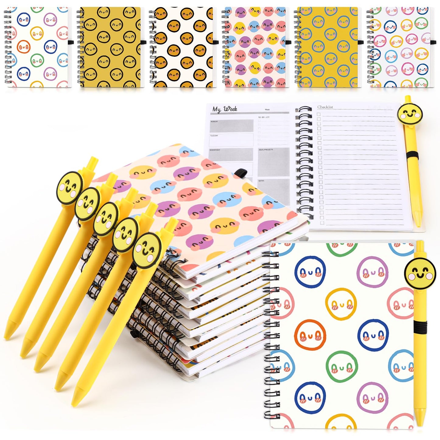 Sayglossy 48 Pcs Inspirational Notebooks Bulk Coworker Positive Spiral Notebook Party Favors A6 Journal with Ballpoint Pen Classroom Office Appreciation Gift