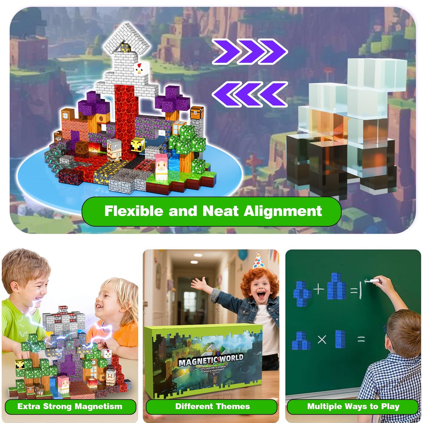 150PCS Magnetic Building Block Set for Kids - 3D Magnetic Tiles with Storage Box, BPA-Free ABS Plastic STEM Creative Construction Toys, Compatible with Major Brands, Educational Gift for Boys Girls 3+