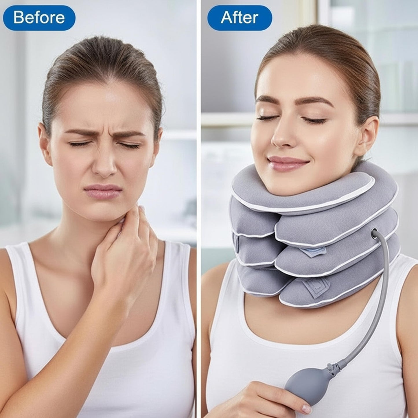 Variona FDA Registered Neck Traction Device for Pain Relief – Inflatable Cervical Neck Stretcher for Home Use, Adjustable Support for Neck Stiffness & Posture, Fits 12"–17" Neck Size