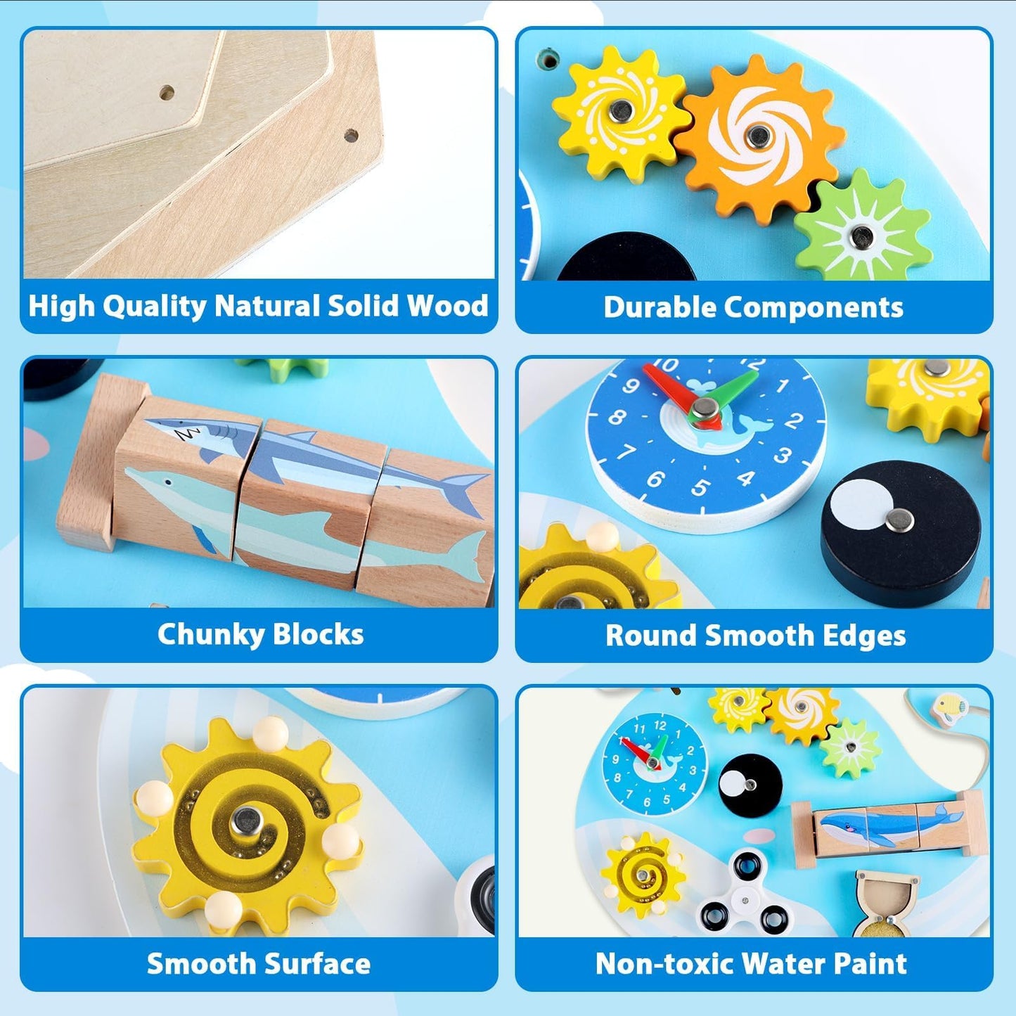 Whale Activity Wall Busy Board Panels, Montessori Sensory Wall Panel for Kids, Toddler Learning Activity Center, Interactive Educational Toys for Playroom Daycare Nursery Classroom Birthday Gifts