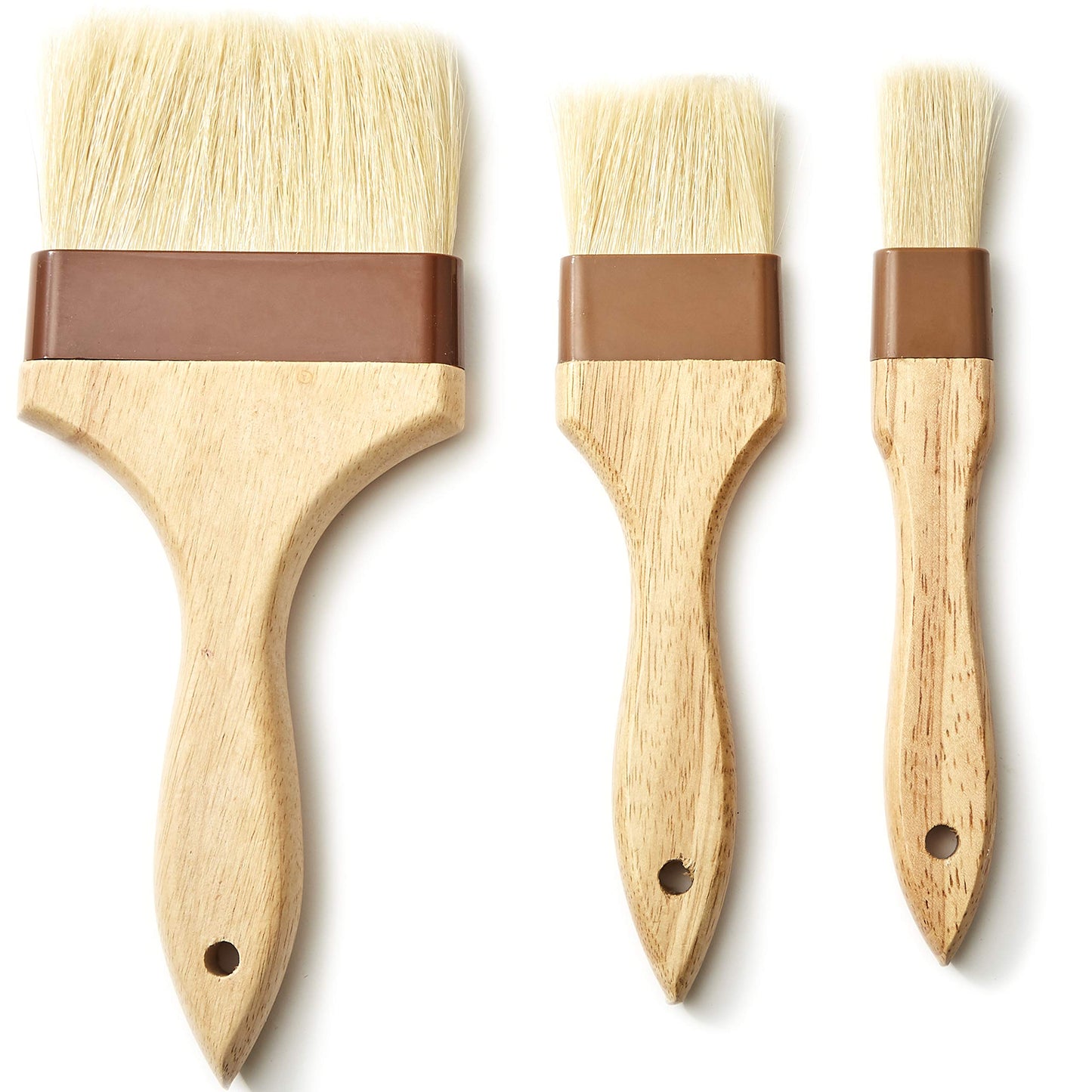 Durable, Real Wood 2 Inch Boar Bristle Pastry Brush. Grill and Kitchen Flat Brushes for Basting Meat, Spreading Butter, Eggs, BBQ Sauce or Marinades. Chef Quality Cooking, Baking or Grilling Tools