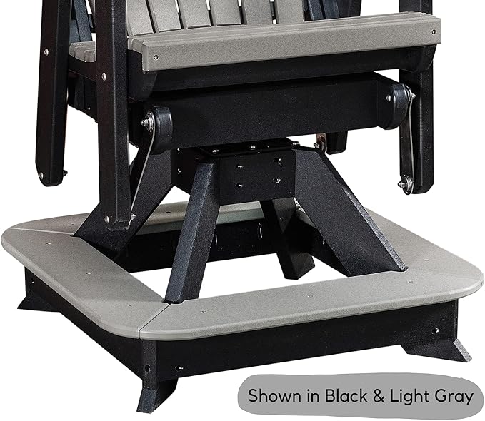 DutchCrafters Slat Fan Back Poly Balcony Adirondack Swivel Glider with Footrest Outdoor Patio Chair (White & Aruba Blue)