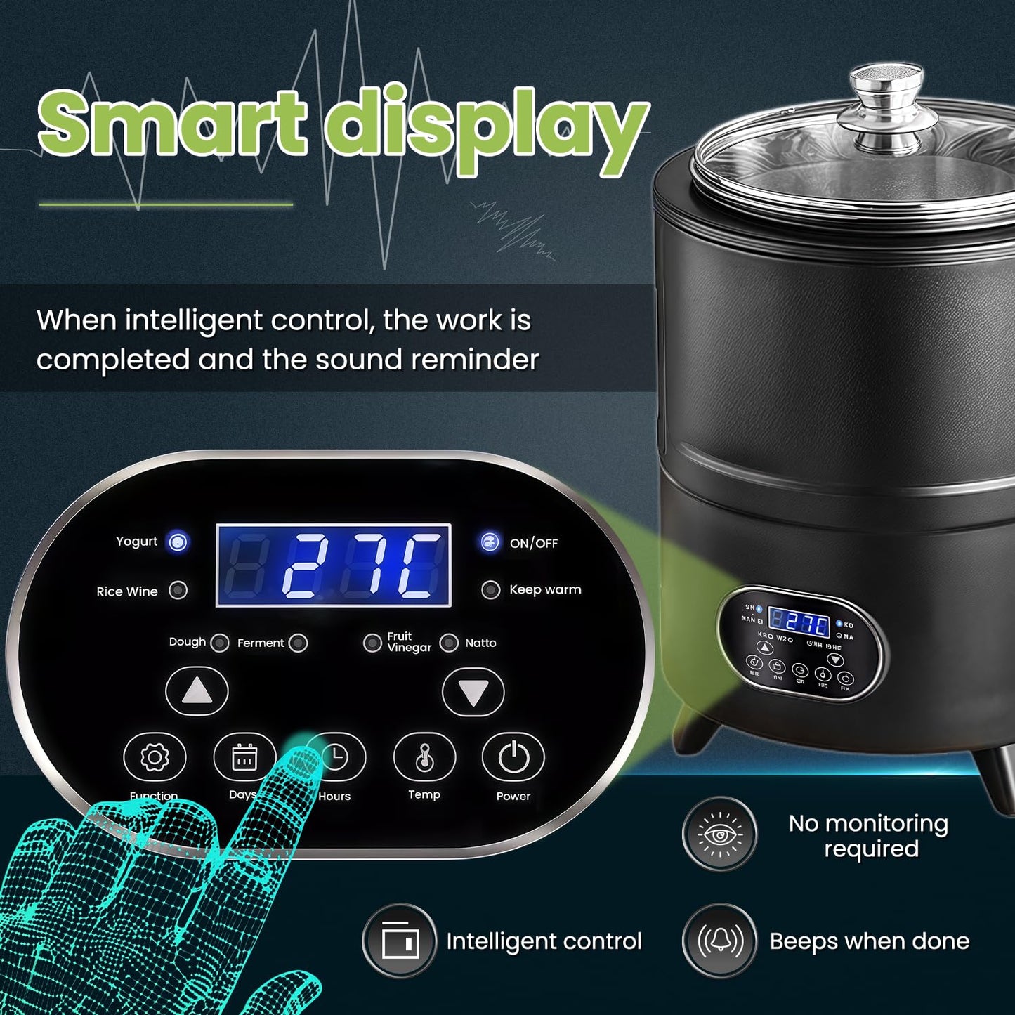 8L/8qt Yogurt Maker Machine, Yogurt Maker with Time and Temperature Control, Commercial Yogurt Maker, Black garlic fermentation machine, Sweet Rice Wine Maker for Home (black, 8L)