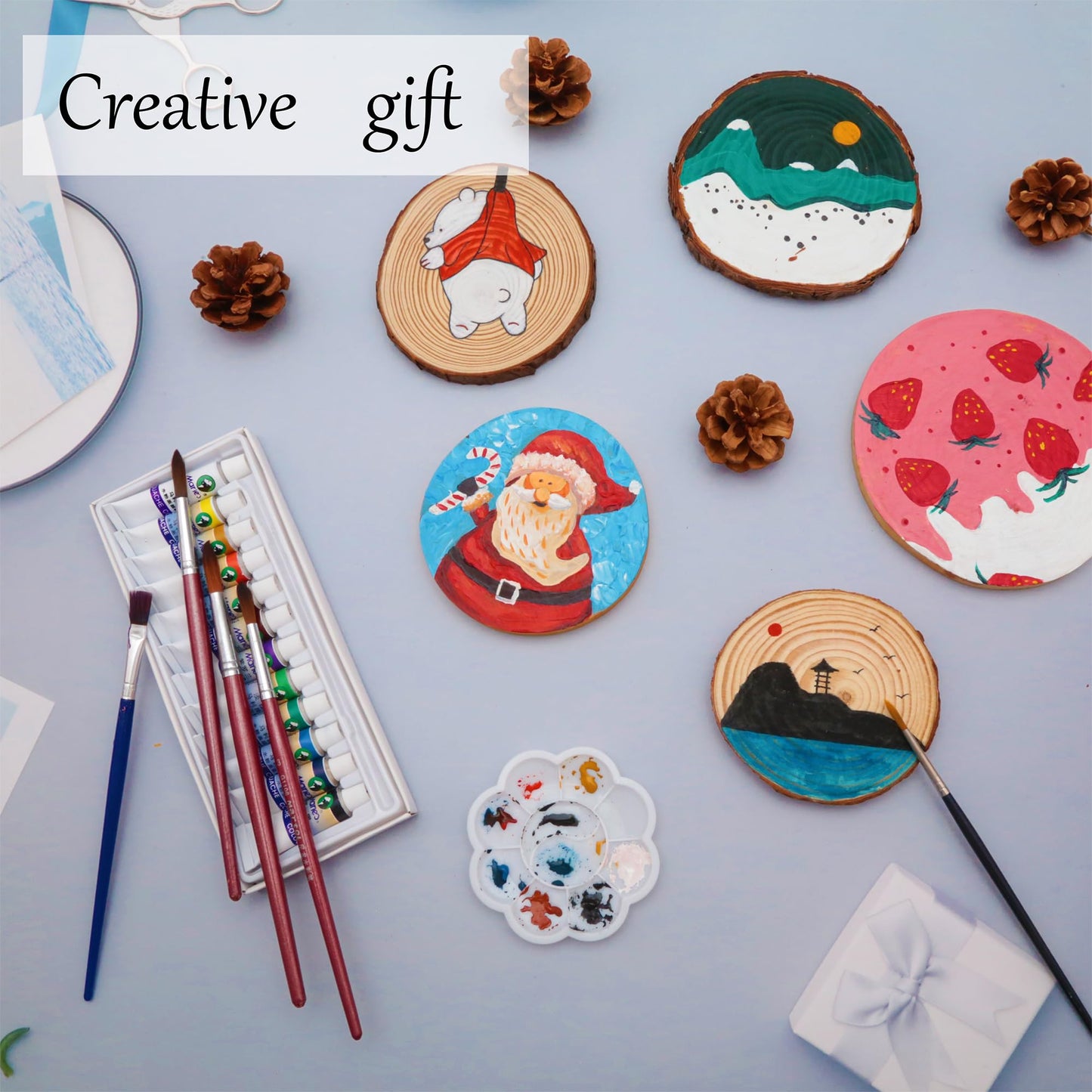 Unfinished Natural Wood Slices: 3.2-4 Inch Circles - 30 pcs with Bark for Crafts, DIY Ornaments & Art