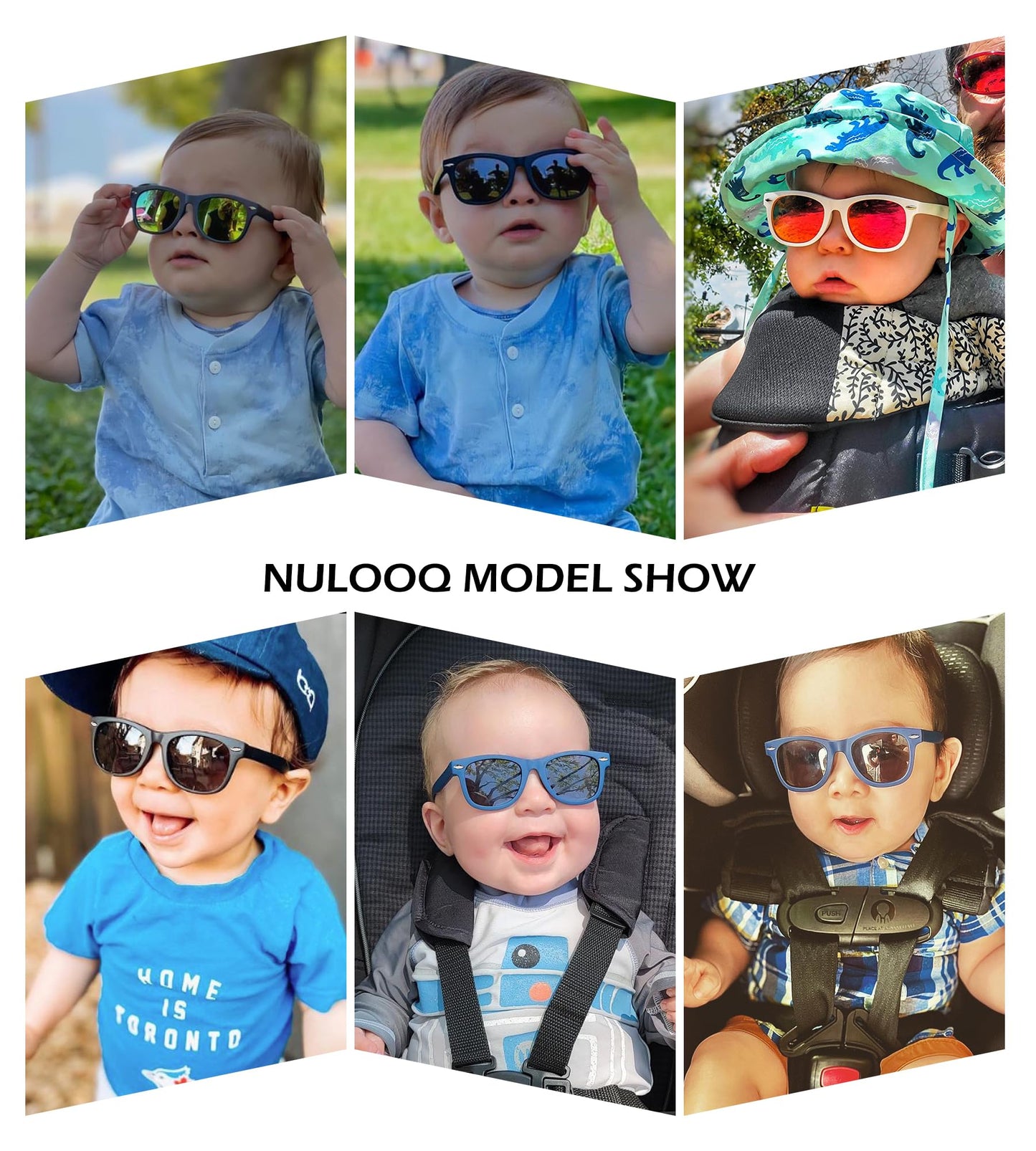 NULOOQ Polarized Baby Sunglasses with Strap - Unbreakable Flexible Infant Sunglasses for Toddlers Age 0-24 Months (Balck/Gray + Black/Blue + Black/Green) - 3 Pack