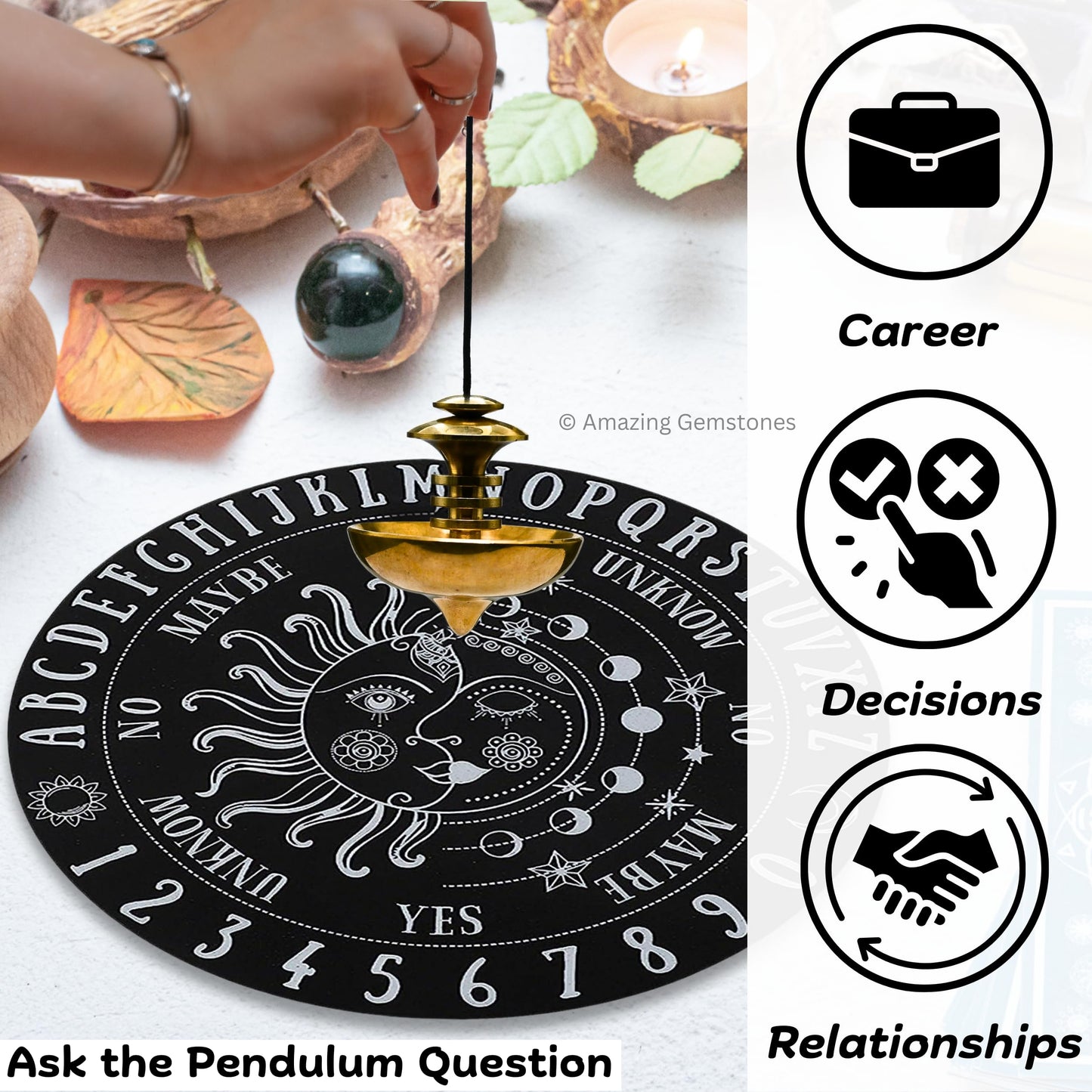 Amazing Gemstone Healing Metal Pendulums for Divination, UFO Steel Copper Pendulum High Energy Pendulo de Bronce Pendulos de Mesa MP113 - Large