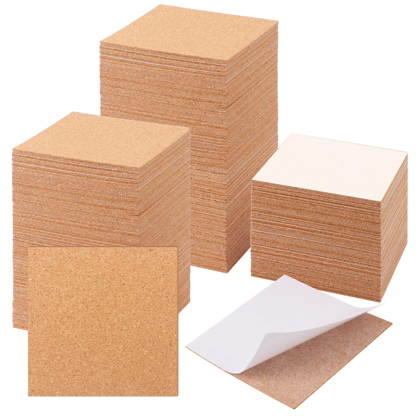 300 PCS 4 x 4 Inch Self Adhesive Cork Squares, Squares Backing Cork Tiles Sheets for Coasters, Perfect for DIY & Craft Projects
