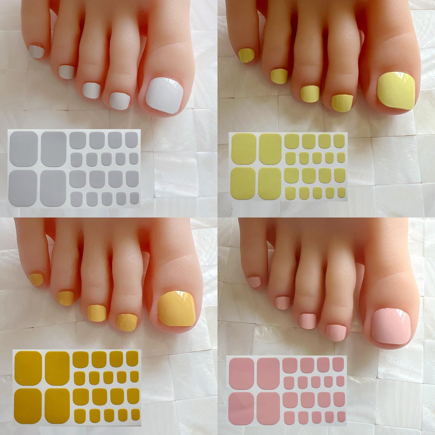 Nail Angel 1set Toe Nail Wraps, Full Cover Stickers, Pure Color Collection, Summer Beach Style Pedicure, Multiple Colors (FOOT021-12PCS)