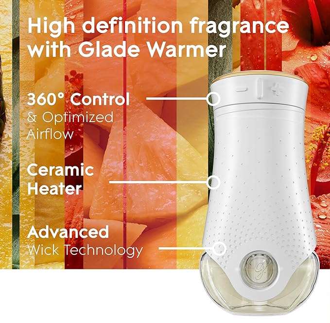Glade PlugIns Refills Air Freshener Starter Kit, Scented and Essential Oils for Home and Bathroom, Hawaiian Breeze, 4.02 Fl Oz, 2 Warmers + 6 Refills