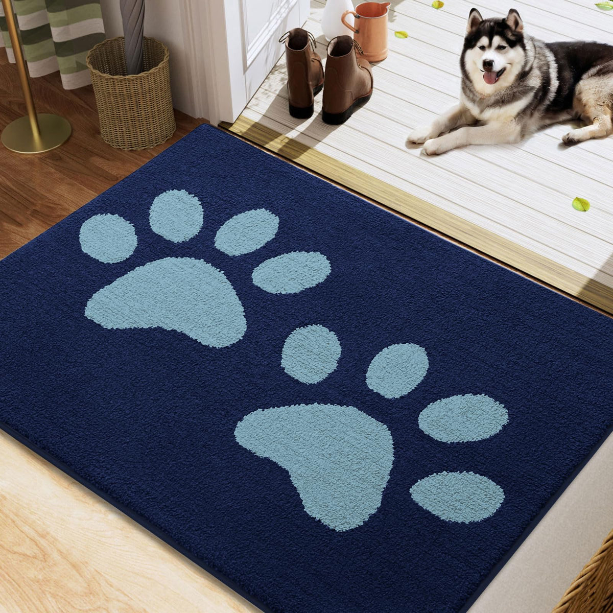 Buganda Dog Door Mat for Muddy Paws 40x32, Absorbent Doormat for Inside