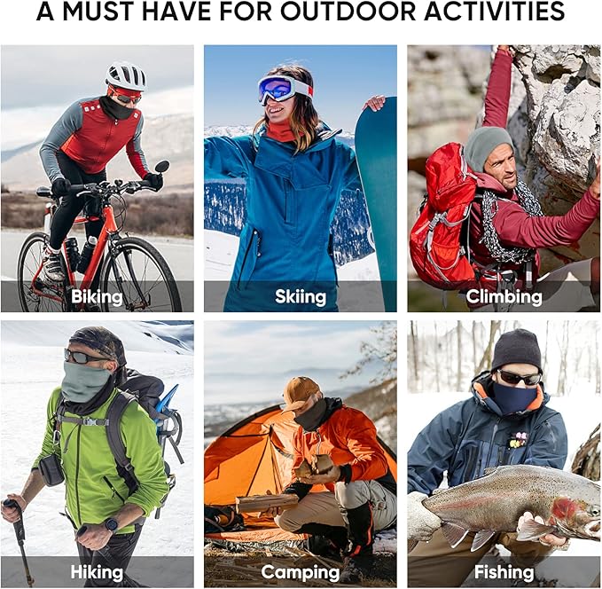 TICONN Neck Gaiter Face Cover Scarf, Breathable Sun & Wind-proof for Skiing Fishing Hiking Cycling