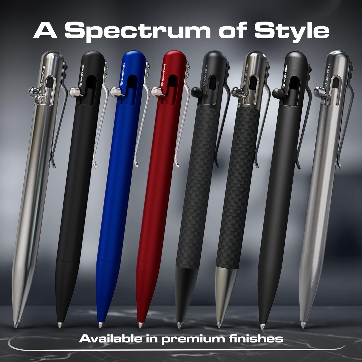 BASTION® Luxury Bolt Action Pen, Durable Professional Ballpoint Pen with Fine Tip, EDC Pen, Ink Refillable Pen for Birthday Gift, Travel Pen for School and Work
