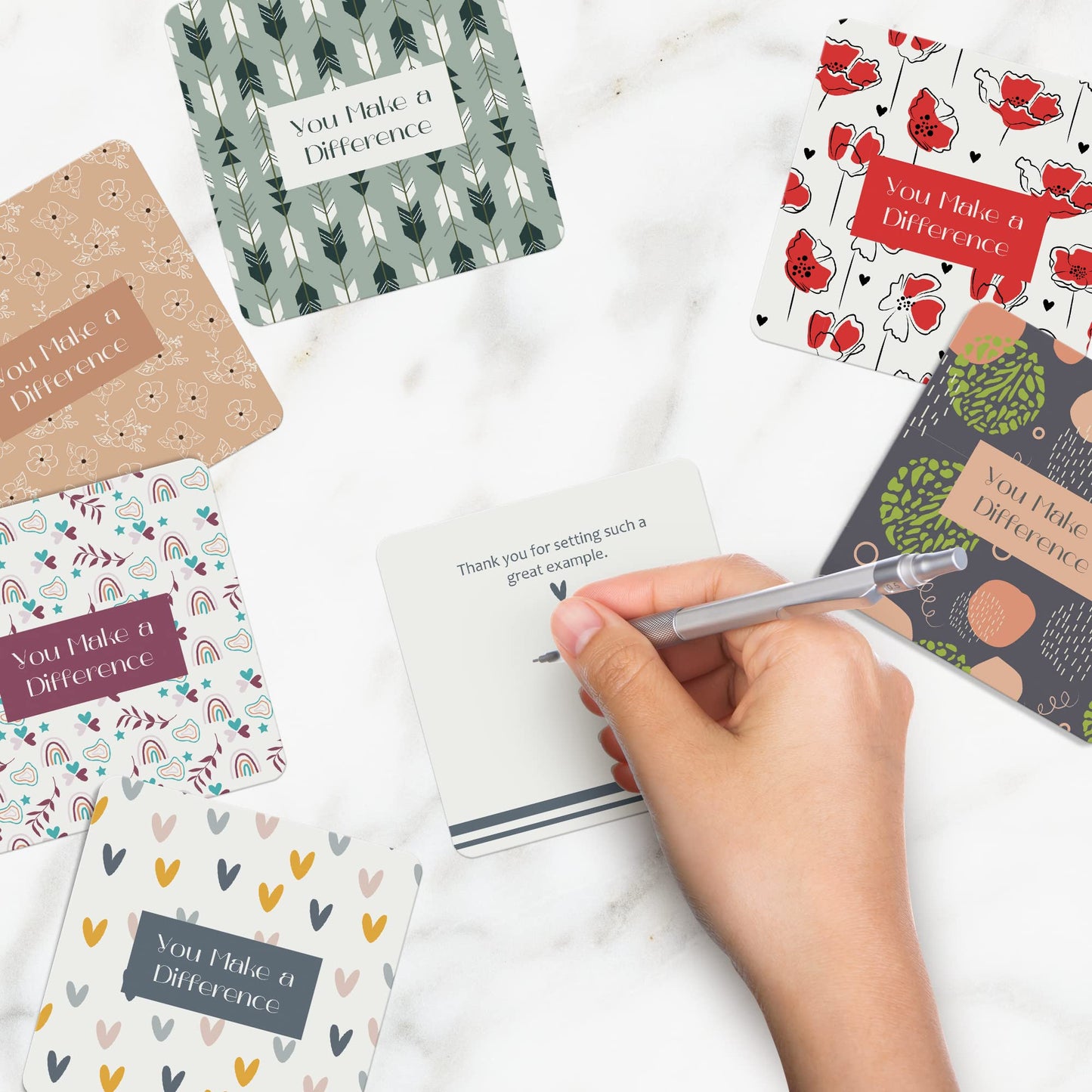 Dessie 60 You Make a Difference Inspirational Cards with Envelopes & Matching Seals. 60 Post-it Note Size Motivational and Encouragement Cards with Positive Affirmations. Great Thoughtful Gifts.