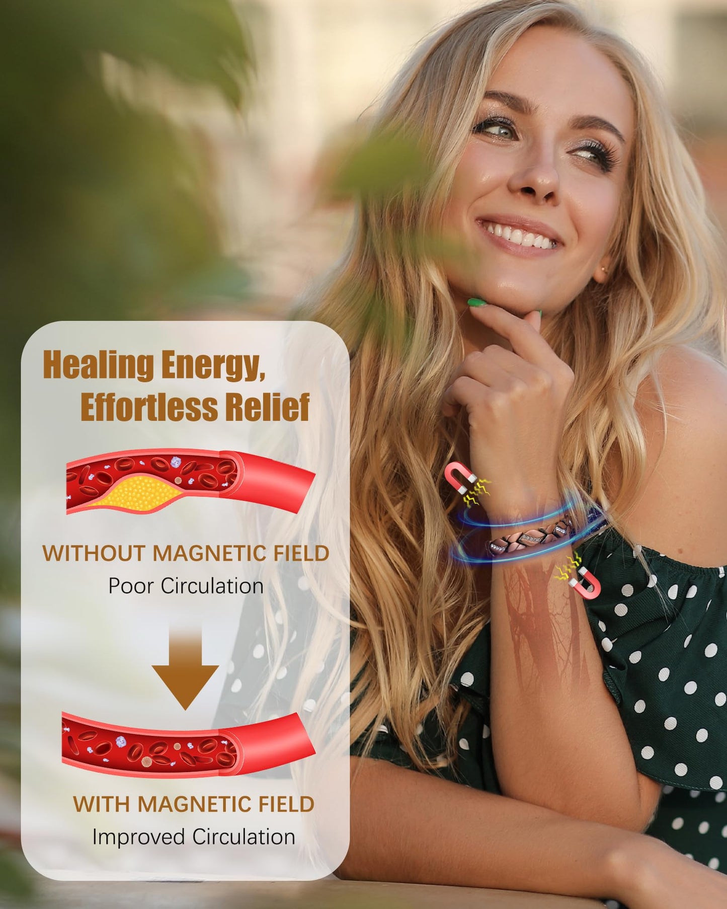Jeracol Copper Bracelet & Ring for Women, 99.99% Pure Copper Magnetic Bracelet with 3500 Gauss, Adjustable Length Sizing Tool & Jewelry Box