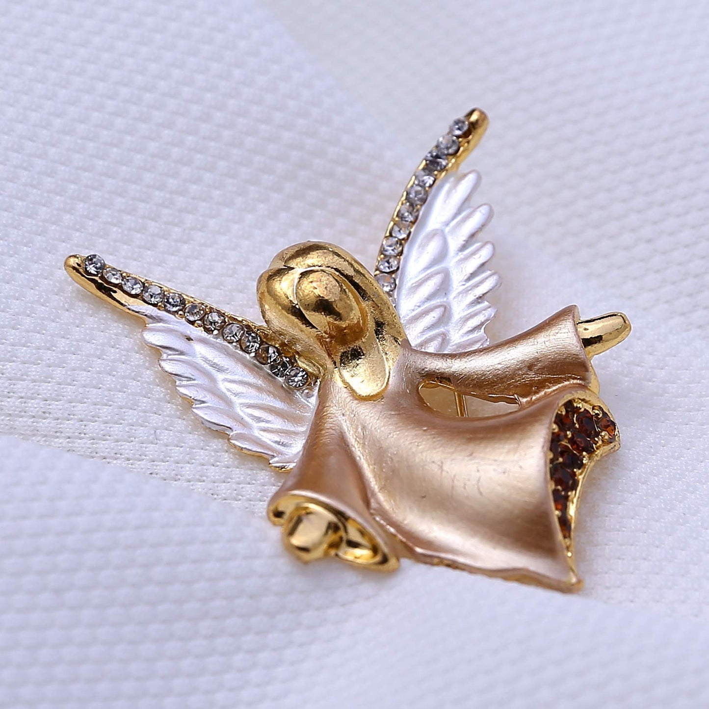 Connie Cloris Women Crystal Angel Brooch Pin (Coffee - Angel - F02)