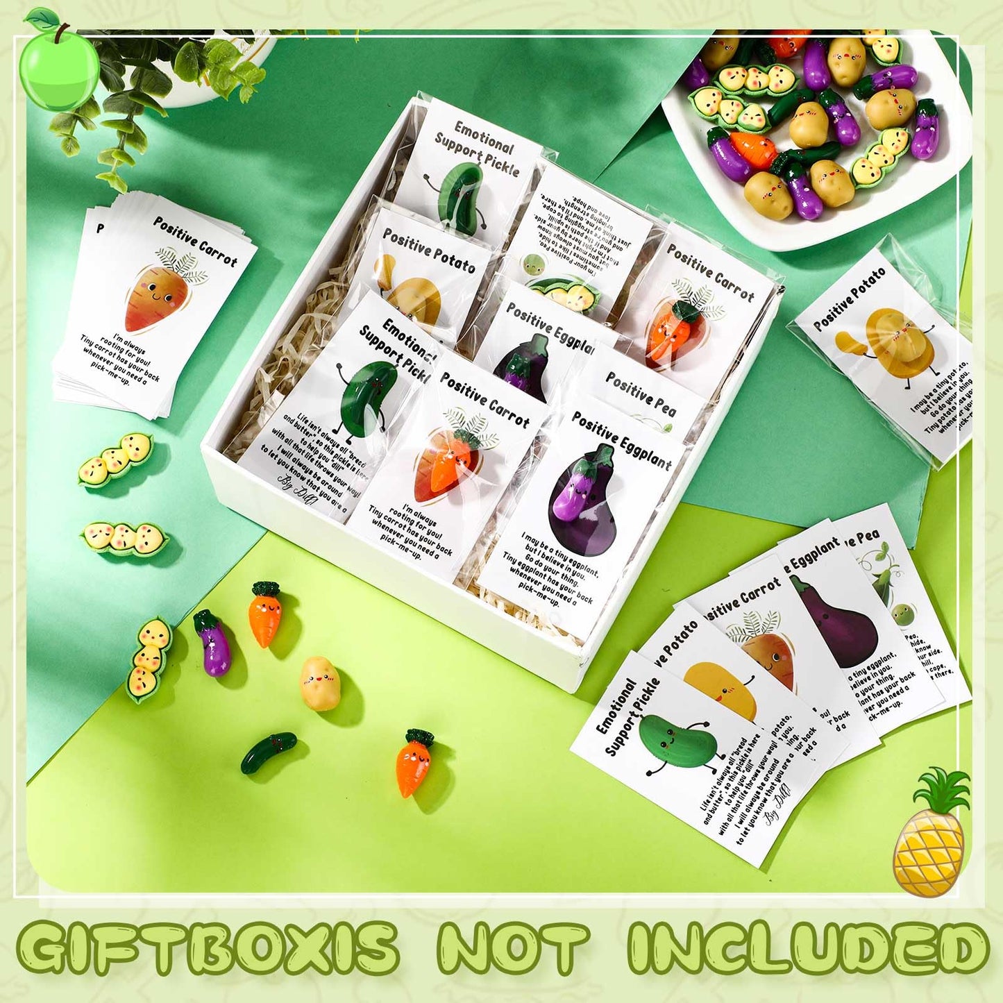 CroBlissful 100 Sets Administrative Professionals Week Gift Positive Inspirational Potatoes Pickle Resin Vegetables Employee Appreciation Gift for Assistant Secretary Graduation Teacher Nurse Team