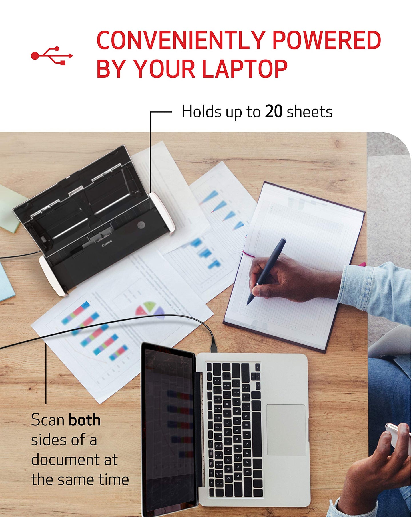 Canon imageFORMULA R10 - Portable Document Scanner, USB Powered, Duplex Scanning, Document Feeder, Easy Setup, Convenient, Perfect for Mobile Users, White