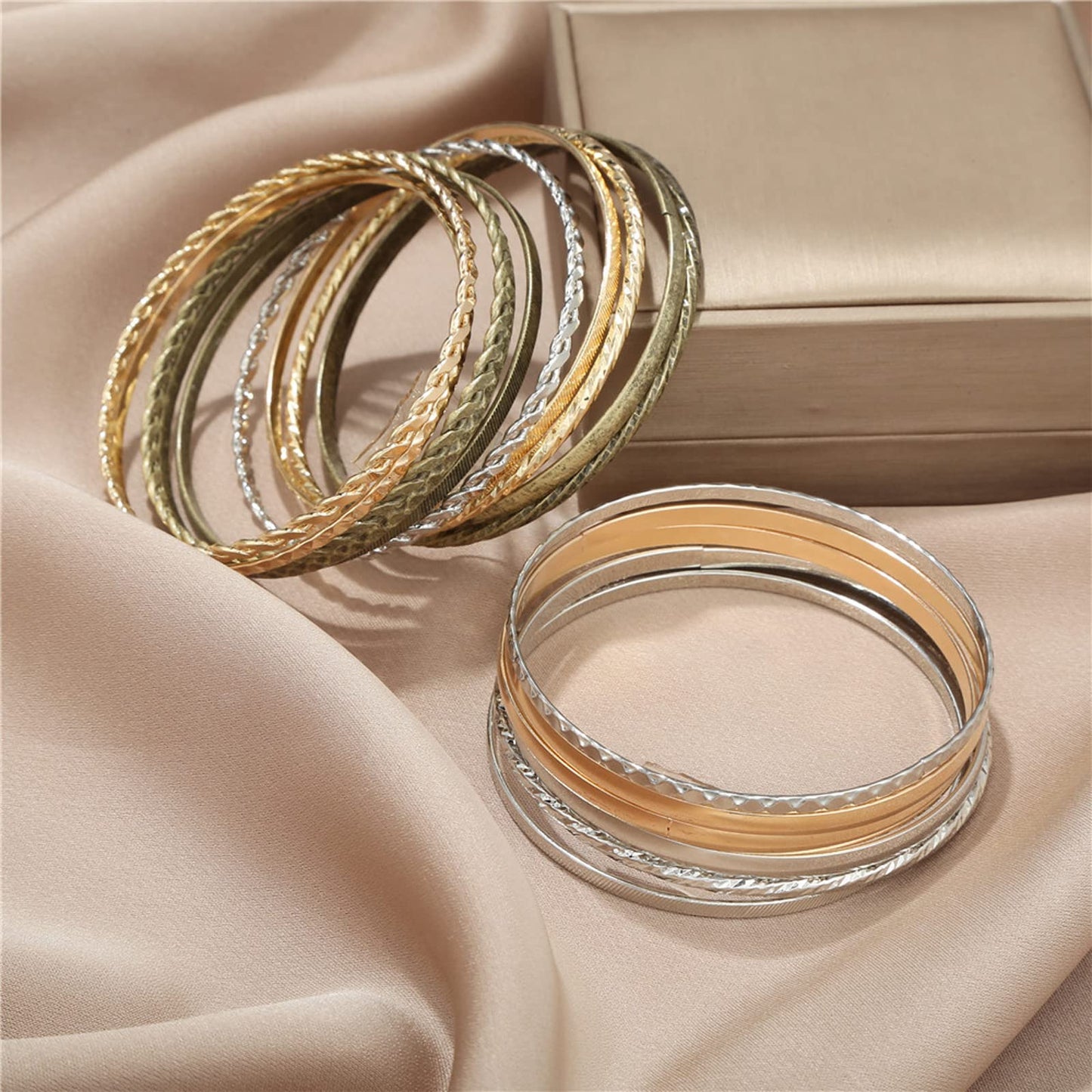 FUNOJOY Bangle Bracelets for Women,14K Gold Plated Boho Indian Multi Stackable Bangles For Women Jewelry Gifts