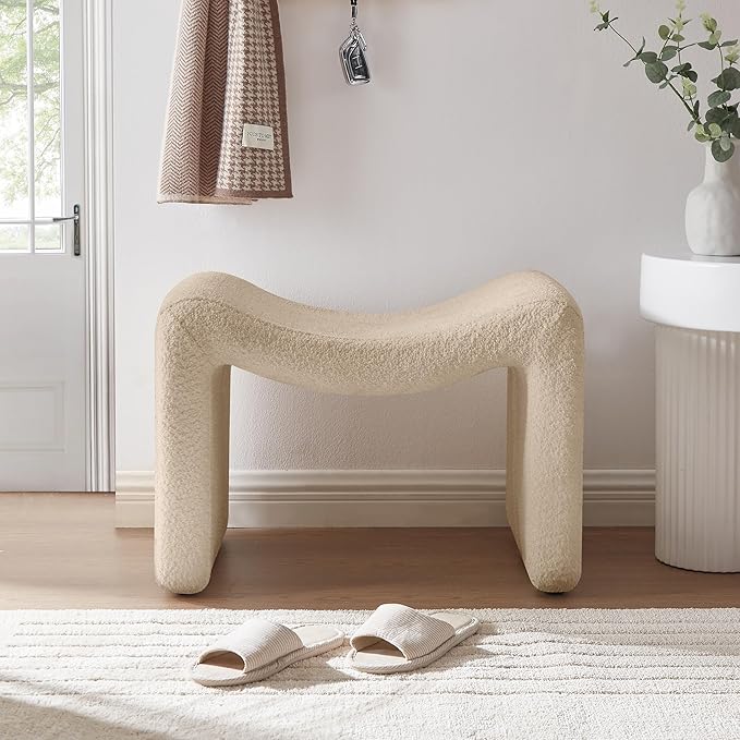 VANOMi Large Footstool Ottoman, Multi-Functional Modern Foot Stool, Sofa Footrest Extra Seating for Living Room, Entryway, Hallways and Bedrooms, Large, Camel