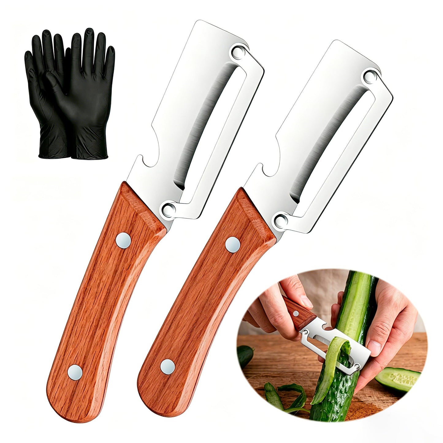Multifunctional Vegetable Peeler for Kitchen & Bottle Opener,2 in 1 Stainless Steel Paring Knife for Fruit Veggie,Kitchen Gadgets for Sugar Cane Potato Fruit Pineapple Pumpkin Veggie Peeler(2 PCS)