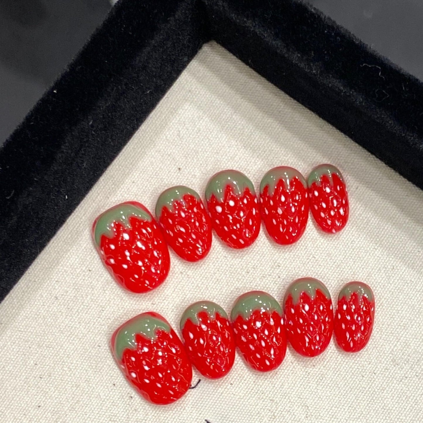 Wsiliana Handmade Fake Nails Press On Nails Medium Short Coffin Pink Tip 3D Design Art Charms Cute with Storage Box 10 Pcs (048, S)