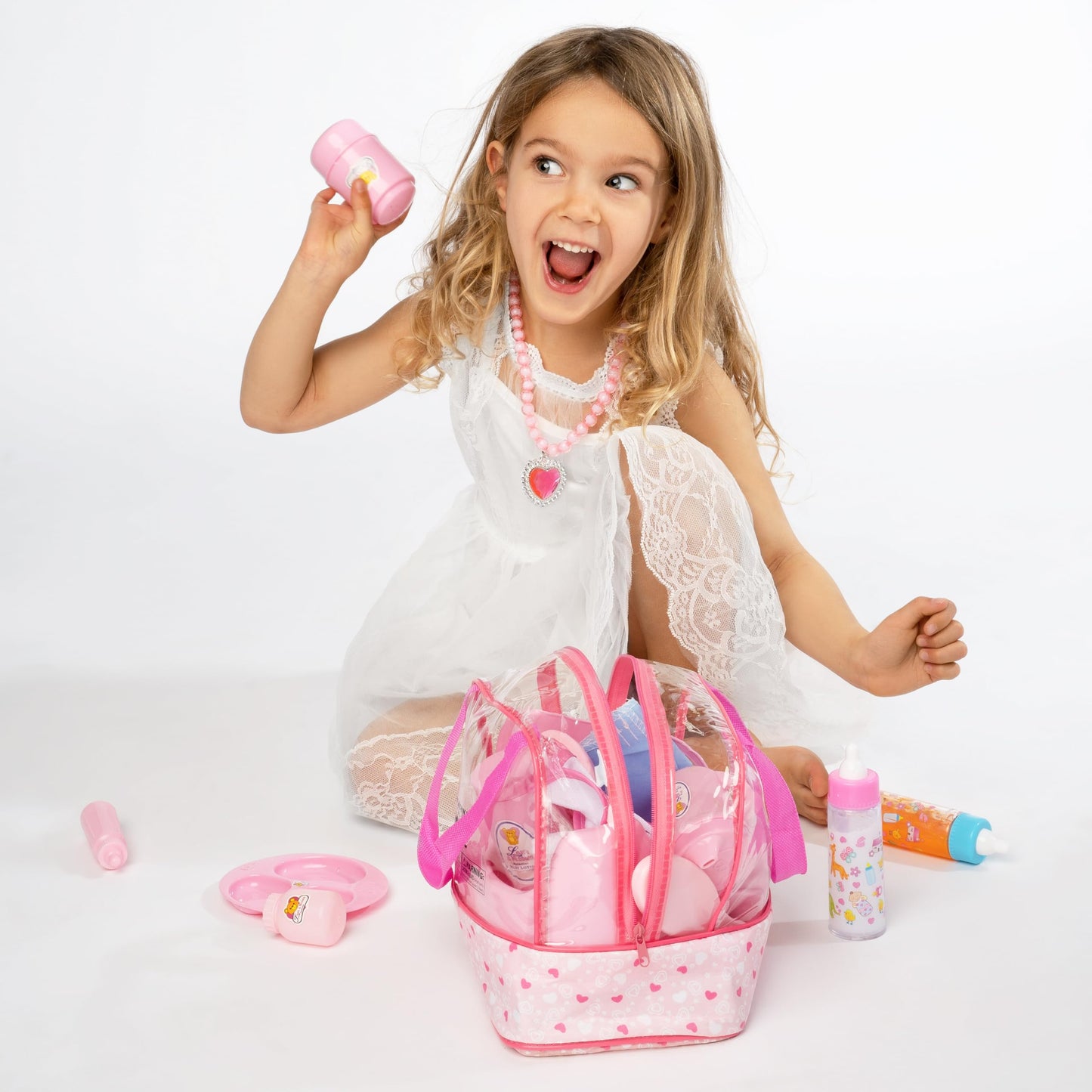 fash n kolor My Sweet Baby Disappearing Doll Feeding Set | Baby Care 6 Piece Doll Feeding Set (38 pc Set)