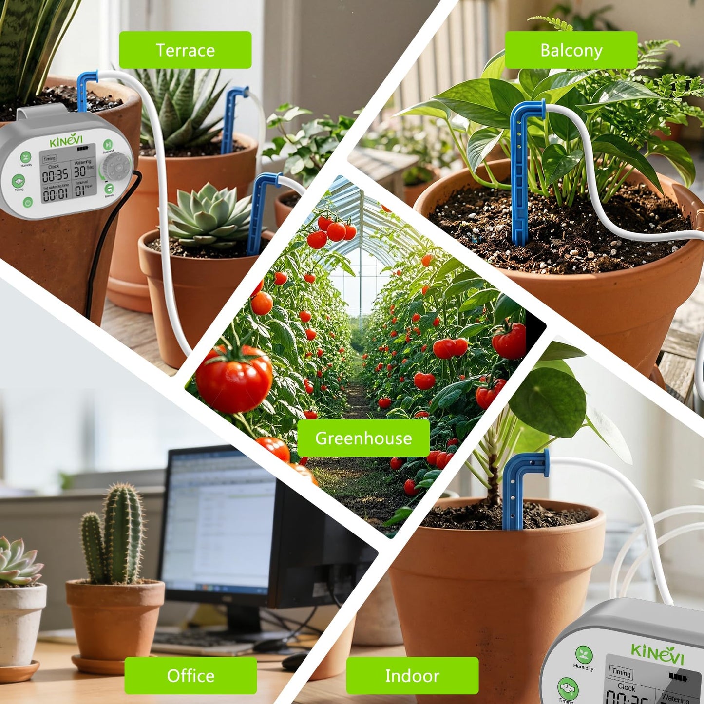 Automatic Plant Waterer, Plant Watering Device for 15 Pots, Indoor Plant Watering System, Auto Drip Irrigation Kit Programmable Water Timer with Smart Humidity Detection