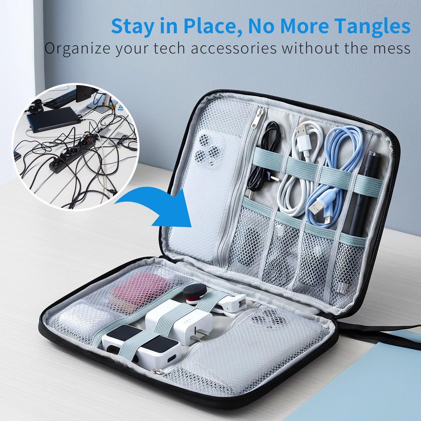 Shelvestar 1 Pack Electronics Travel Organizer Case Tech Accessories Cord Storage Bag