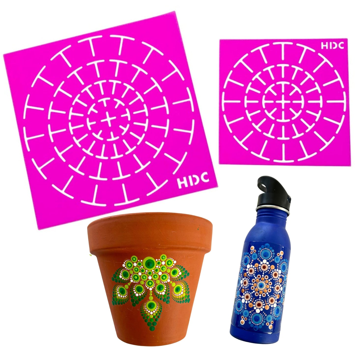 Super Flex Silicone Stencil Set - Dotting Tools - Happy Dotting Company - 2 pc Mandala Stencils - Ideal for Stone Art, Mugs, Bottles